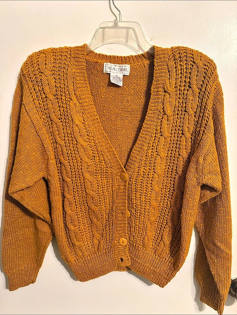 Casual Corner Cable Knit Cardigan in Orange
